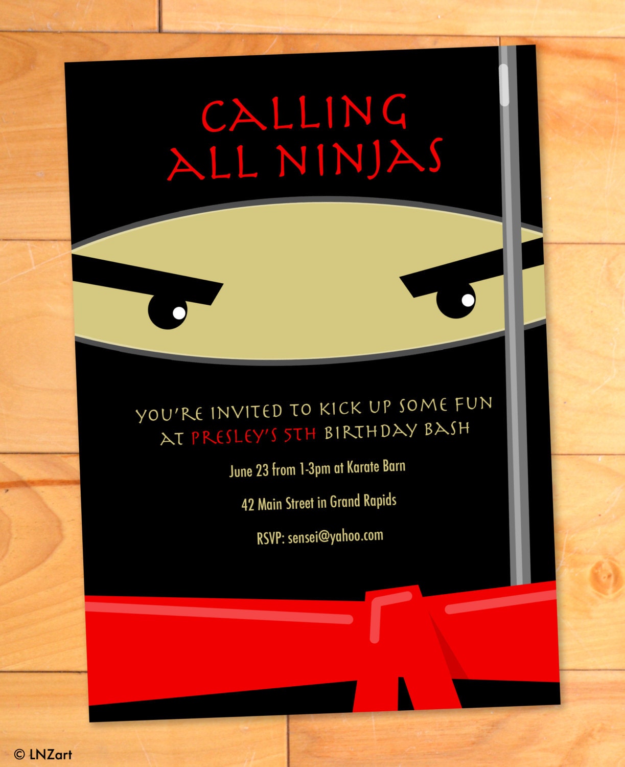 Ninja Party Invitations Free 1