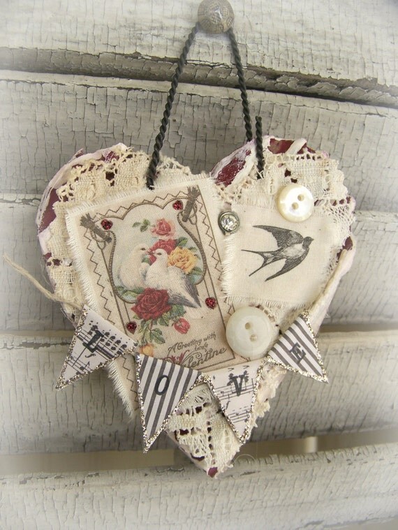 Handmade Valentine Vintage Valentine Ornament Valentine Heart