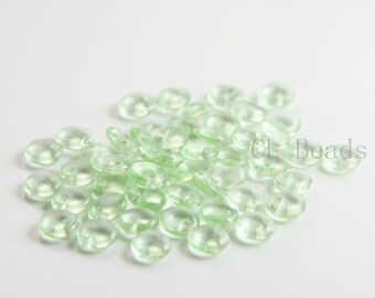 50pcs Czech Glass Beads - Lentils with One Hole - Peridot 6mm (5050) (L-157)
