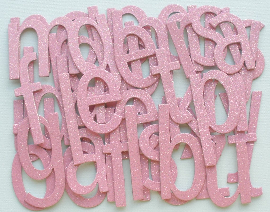 CUPCAKE Glitter Chipboard Alphabet Letters Lowercase