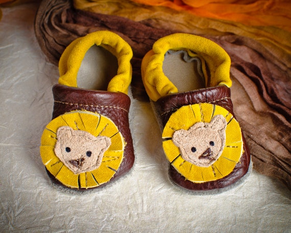 Items similar to Lion Soft Soled Leather Shoes Baby and Toddler on Etsy