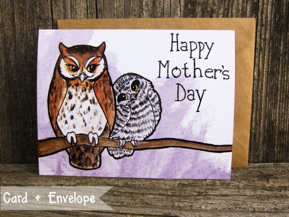 Owl Mom and Owlet Mother's Day Card