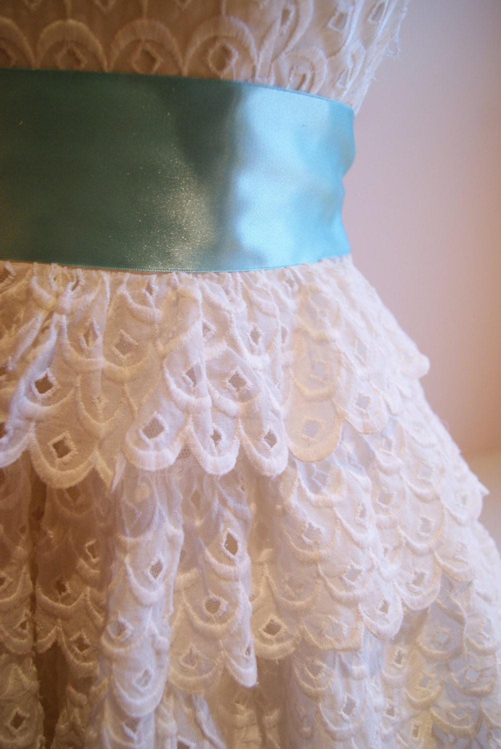 50s Tea Length Wedding Dress / Vintage Wedding Dress by