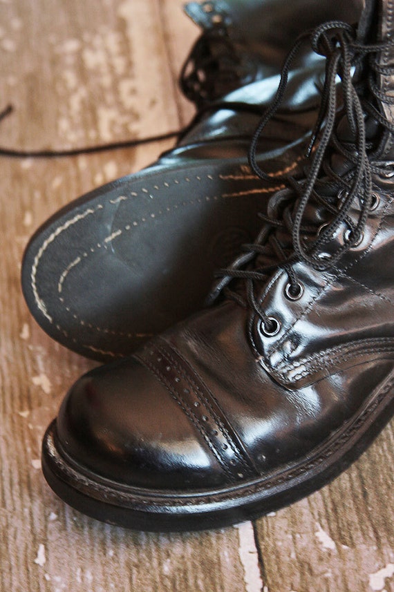 Vintage Authentic HH Combat Boots Black Leather Womens Size 7