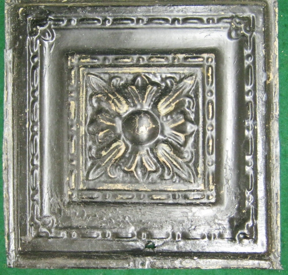 Antique Tin Ceiling BLACK Tile 12x12 Metal Distressed S