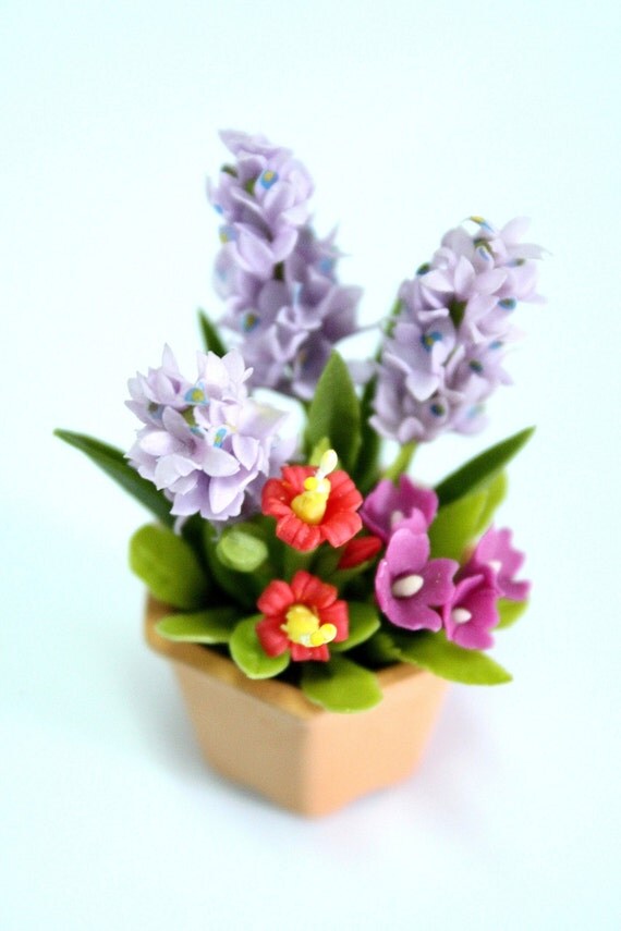 Miniature Polymer Clay Handmade Flowers Hyacinth by Mycraftgarden