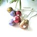 Pearl Cluster Earrings Cranberry, Golden, Iris Dangle Drops, Sterling Silver Earwires