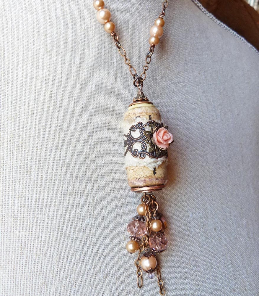 Vintage Vineyard Wine Cork upcycled necklace