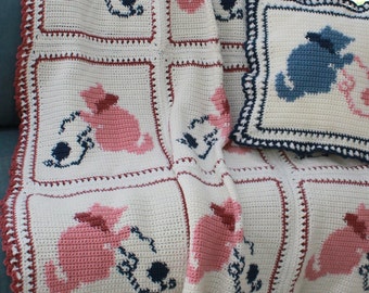 Country Kittens Afghan Crochet Pattern PDF