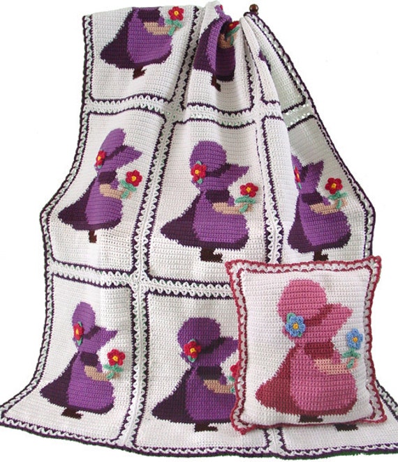 Sunbonnet Sue Afghan And Pillow Crochet Pattern Pdf