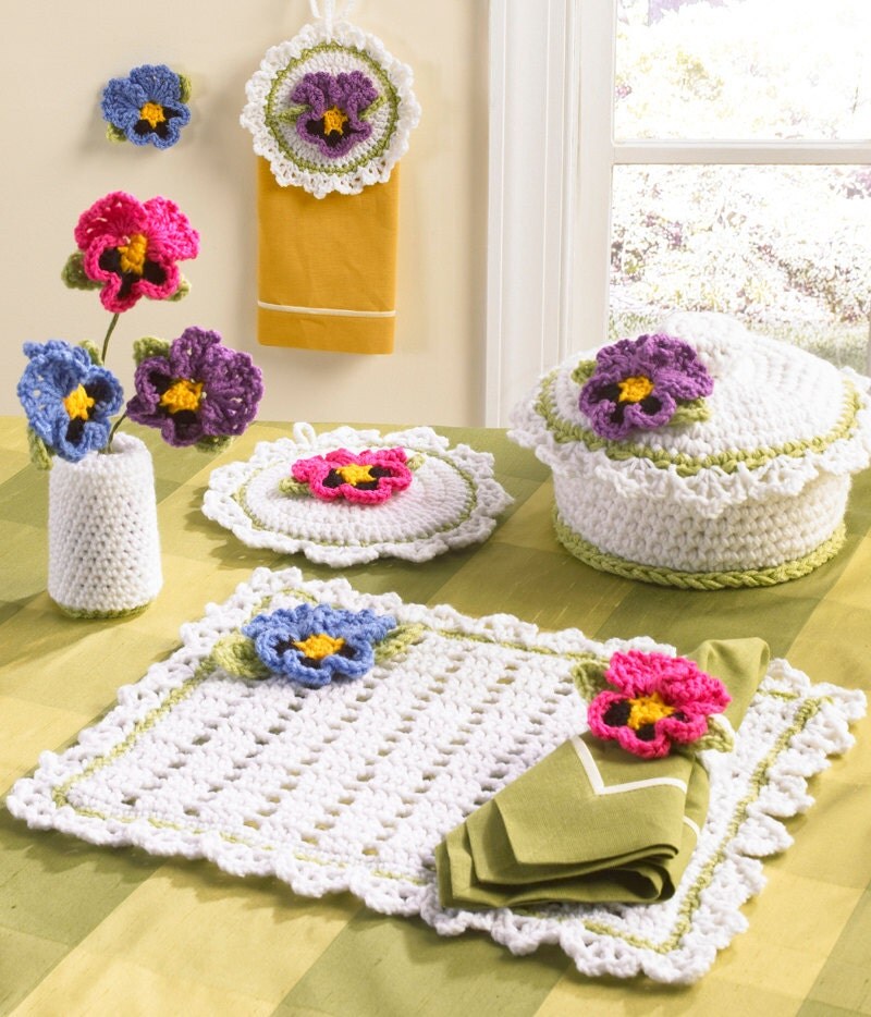 Download Pansy Kitchen Set Crochet Pattern PDF