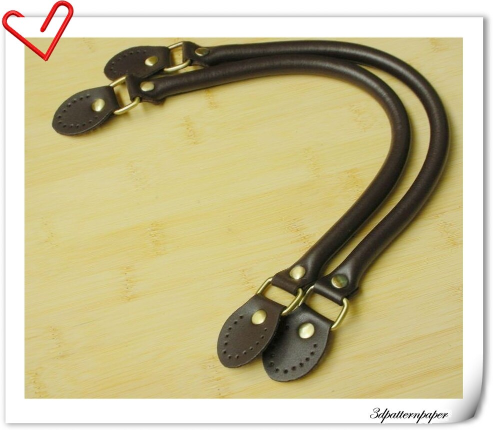 leather handles for bag 16.5 inch a pair Dark brown purse