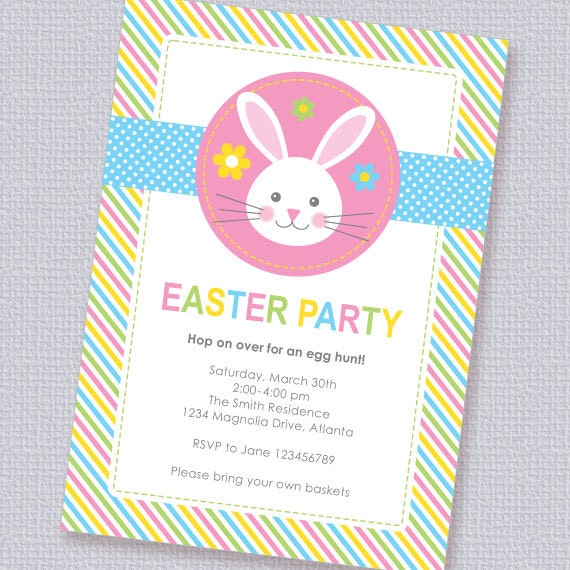 Bunny Easter Egg Hunt or Party Invitation Printable Personalized (Digital File) Il_570xn