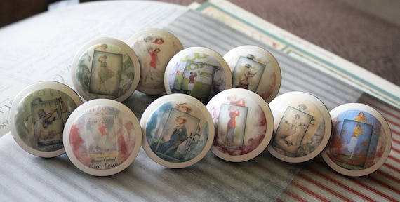 Vintage Ladies in Golfing Drawer Knob 10 pc set