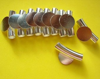10 S/P Tube Bail with 12mm flat Pads findings ideal for Pendants Silver Plated
