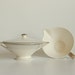 RESERVED for Caufield / Smith Wedding Registry: Atomic Art Deco Cream & Sugar Set - Salem Streamline, White w/ Platinum