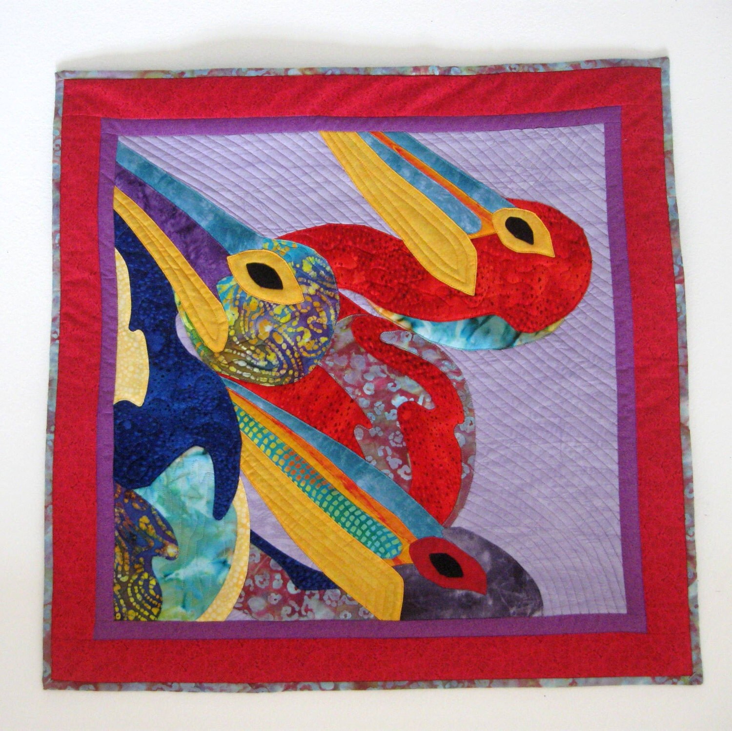 Art Quilt Wall Hanging Pelicans On Parade Applique By Cinfulart 3361