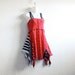 Red Gothic Top Black Long Tunic Zipper Tank Shirt Upcycled Clothing Goth Rocker Chic Corset Spider Web Women's Clothes XS 'DEANIE'