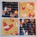 Drink Coasters 5x5" Set of 4 - Waverly's Hen House & Patty Reed's Chicken Coop - Reversible Coasters - Cloth Drink Coasters - Mug Mat