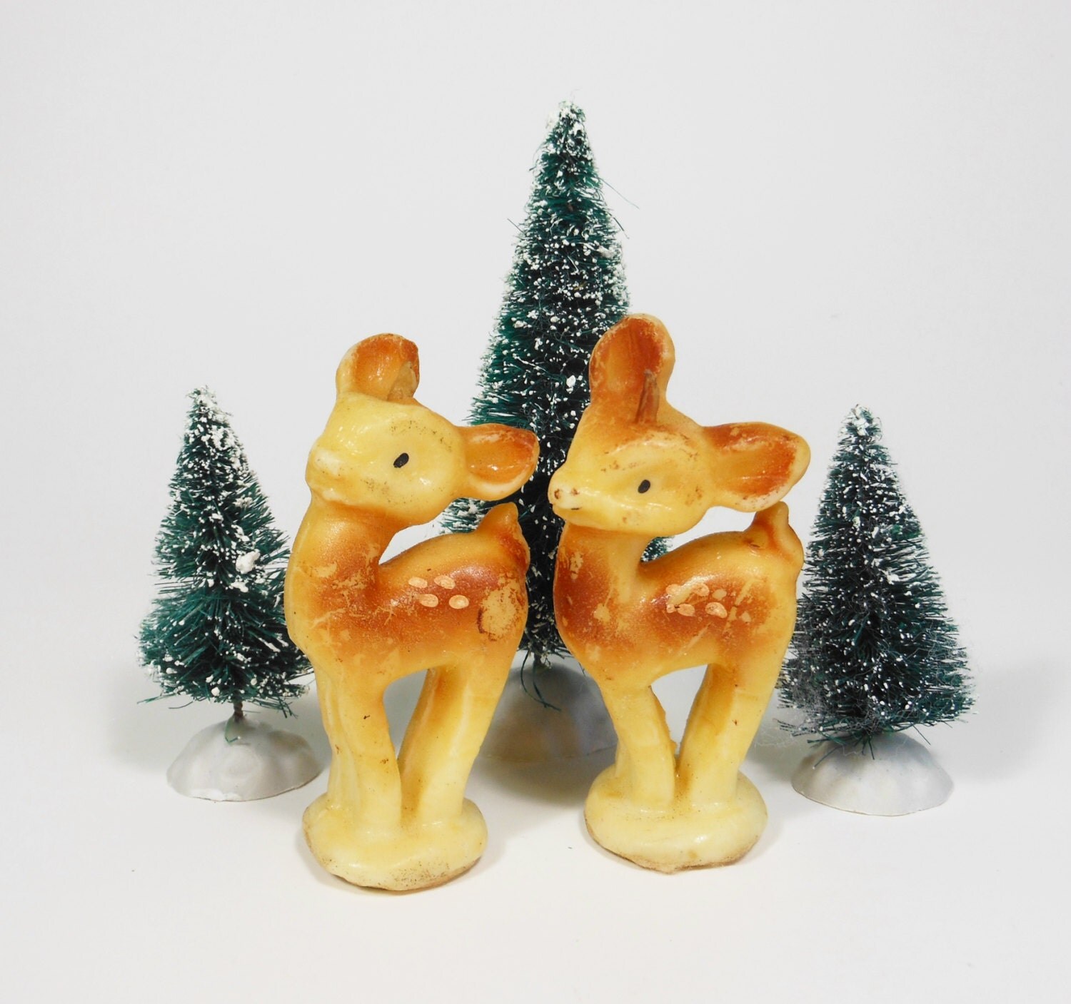 Vintage Tavern Novelty Candle Deer Fawns Woodland Animals Pair