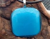 Fused Glass Pendant on Leather Cord Necklace