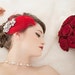 Bridal Fascinator, Wedding Head Piece, Red Feather Fascinator, Bridal Hair Accessory
