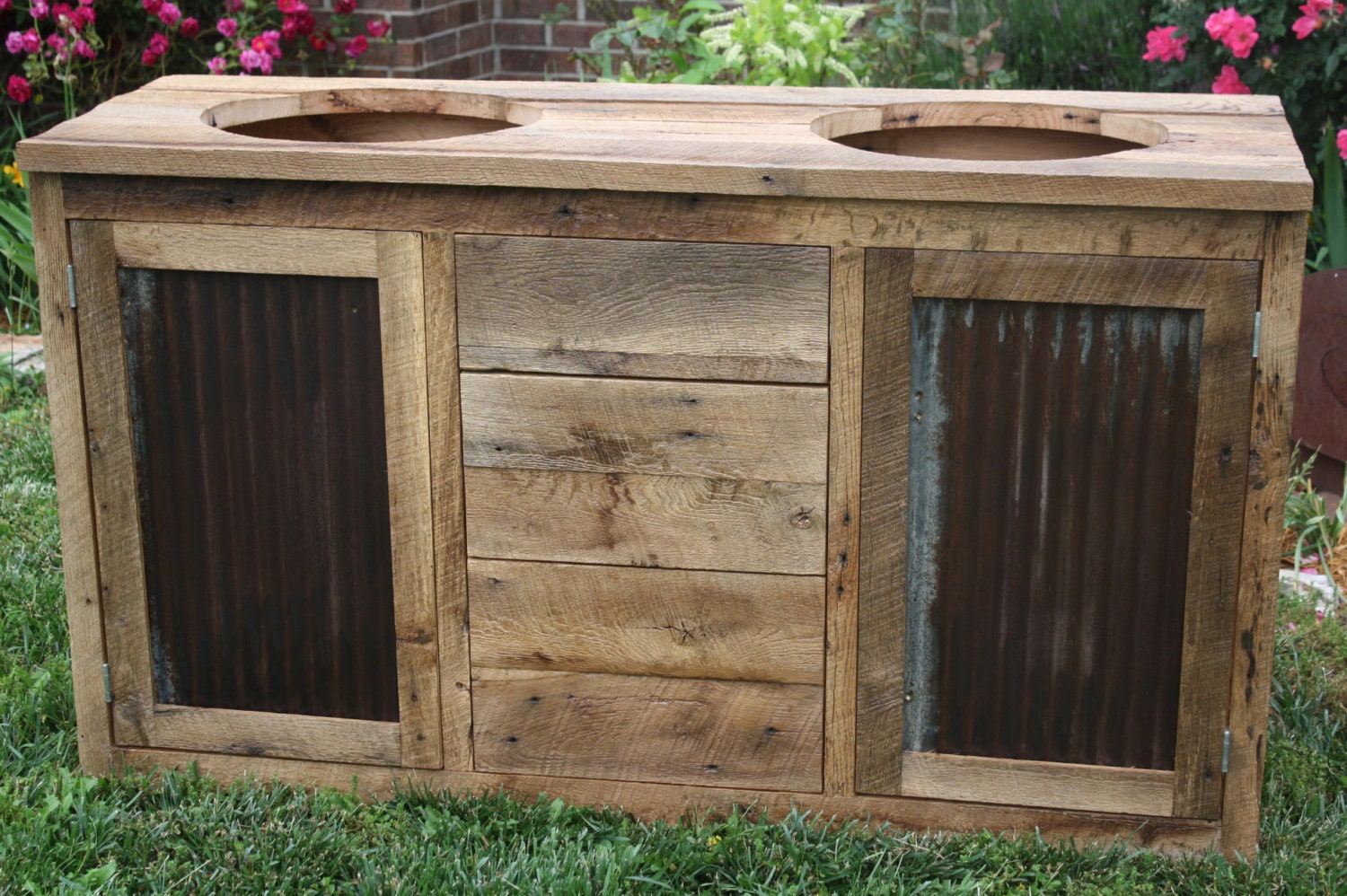 YOUR Custom Made Rustic Barn Wood Double Vanity Cabinet or