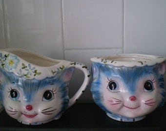 SALE Half Price Vintage Lefton Miss Priss Sugar and Creamer Set