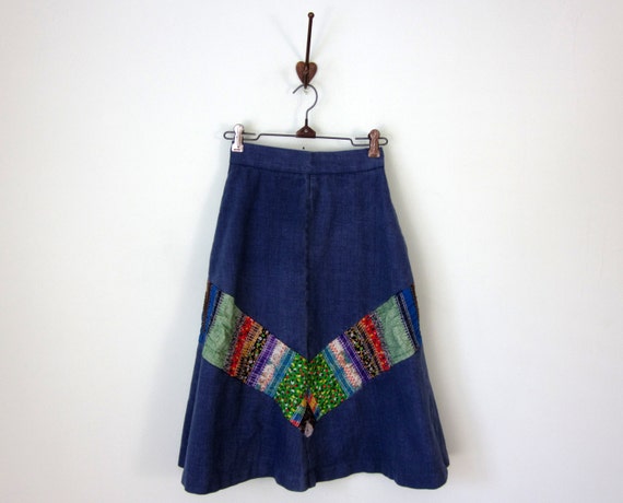 70s skirt / patchwork chevron stripe denim by SallyJaneVintage