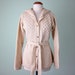 80s sweater / aran irish wool knit belted hooded cream winter cardigan (m - l)