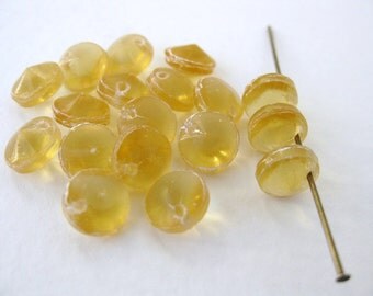 Vintage Glass Beads Topaz Sea Glass Drops Discs 8mm vgb0389 (24)