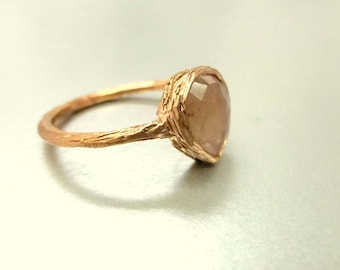 Rose cut sapphire ring. 14k pink gold. Stacking ring, engagement ring, promise ring.