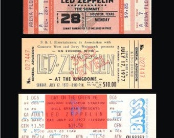 Ten 1975-80 LED ZEPPELIN unused paper replica concert tickets Collect, Scrapbook,made in the USA