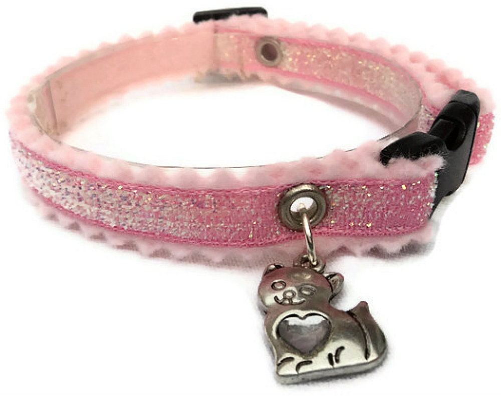  Pink  Breakaway Cat  Collar  with Kitten Charm