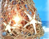 Nautical Beach Night Light Lamp Beach House Decor Beach Decor Nautical Decor Gift Starfish Seashells Fish Net Sand