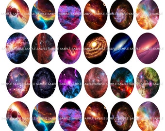 INSTANT DOWNLOAD...Galaxy... 30x40mm Oval Images Collage Sheet for Pendants ...Buy 3 get 1