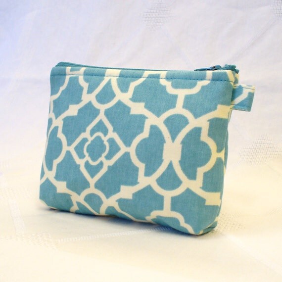 Fabric Gadget Pouch Lattice Pattern Cosmetic Bag Zipper Pouch