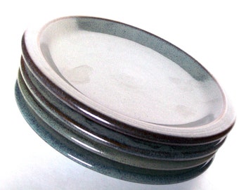 Set of 4 Salad Plates-- CHOOSE YOUR COLOR- 8" Hand made Hand crafted pottery-- Ceramic Salad or Dessert Plates
