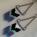 Chevron Pattern Beaded Purple Turquoise Black White Dangle Earrings