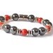 Red Coral and Black Magnetic Hematite Bracelet, Magnetic Bracelet, Hematite Jewelry, Healing Bracelet, Good Health Jewelry