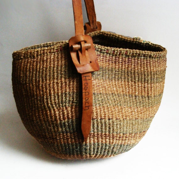 sisal tote bag / woven straw bag / 80s by OldBaltimoreVintage