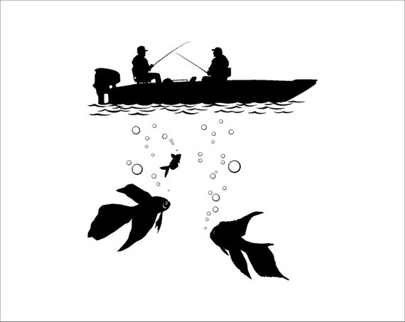 Download Fishing Fisherman Silhouette in the Boat Underwater Fish Swims