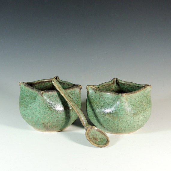 Salt and Pepper Condiment Bowls with by CarolBroadleyPottery