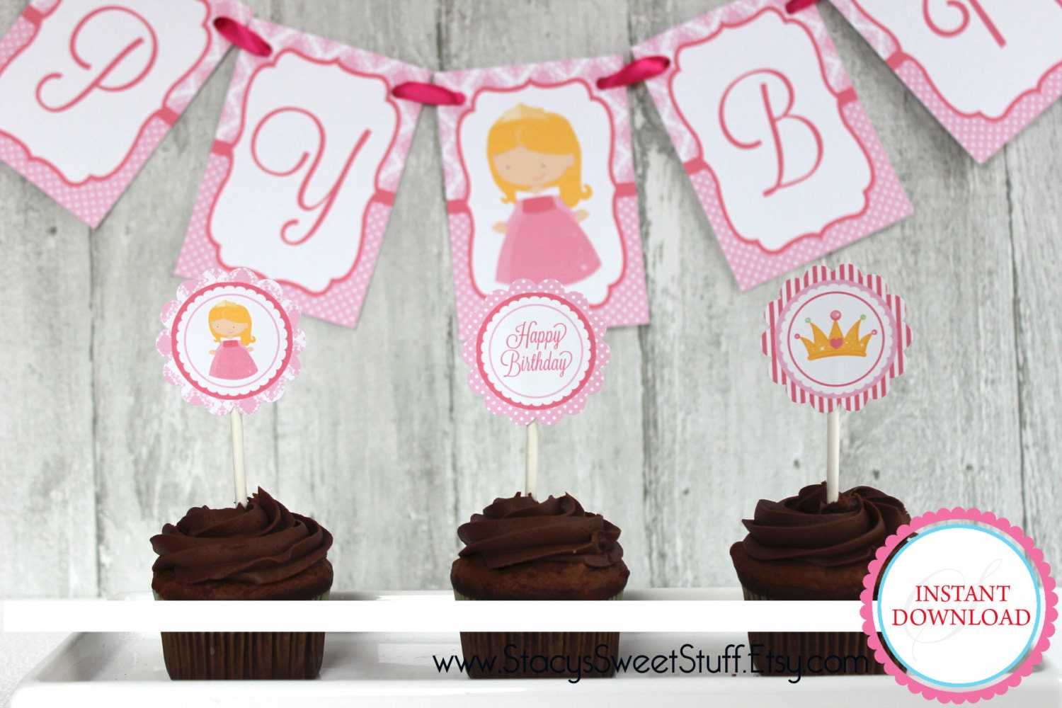 Sleeping Beauty Cupcake Toppers DIY Printable by StacysSweetStuff