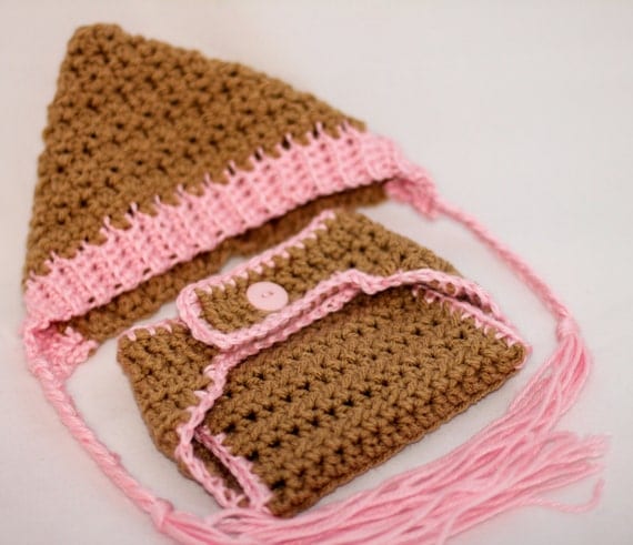 Newborn Crochet Hat and Diaper Cover Set