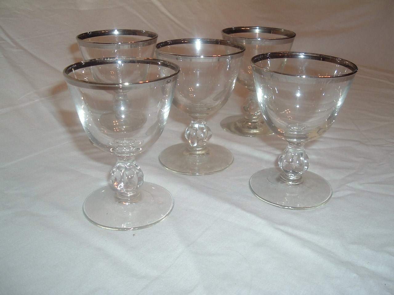 Vintage Silver Rimmed Cordial Sherry Glasses 3200