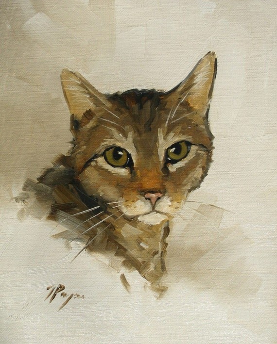Items similar to Original Oil painting of a cat by UK 