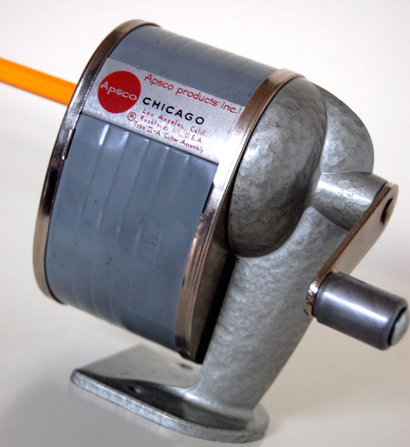 Vintage Metal APSCO Pencil Sharpener Chicago Wall Table Mount