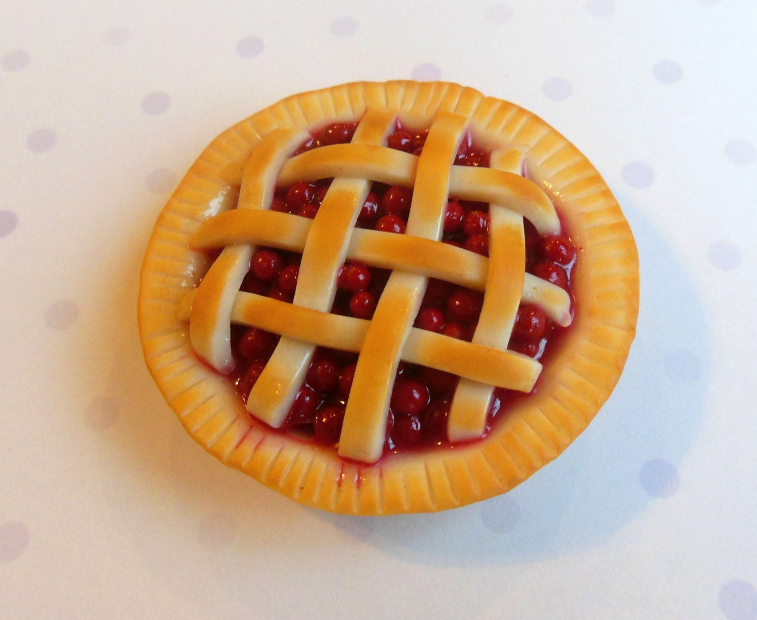 polymer clay cherry pie magnet by ScrumptiousDoodle on Etsy