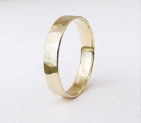 Hammered Gold  Ring Gold Mens hammered wedding Engraved Wedding  Band gold bands  14K Wedding Band mens